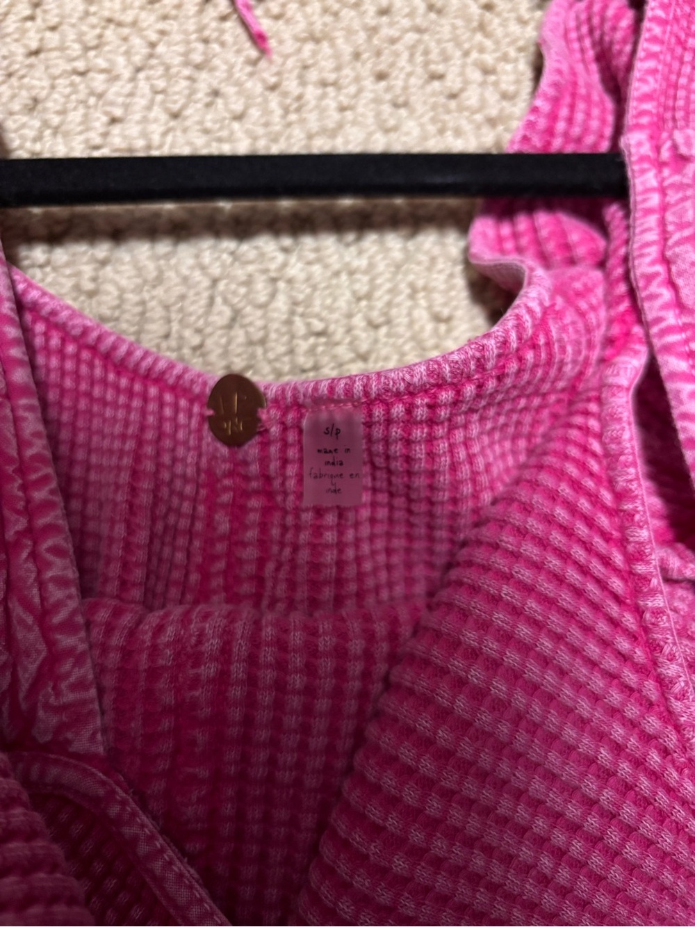 Free people Hot Pink Textured waffle Sleeveless Jumpsuit - Picture 5 of 5